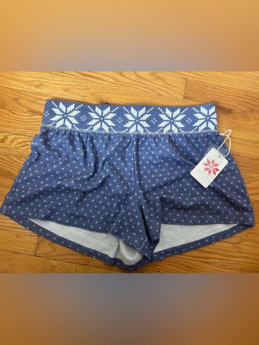 PJ Salvage Cozy Vibes Soft Shorts Pajama Bottoms Snowflake Periwinkle Medium